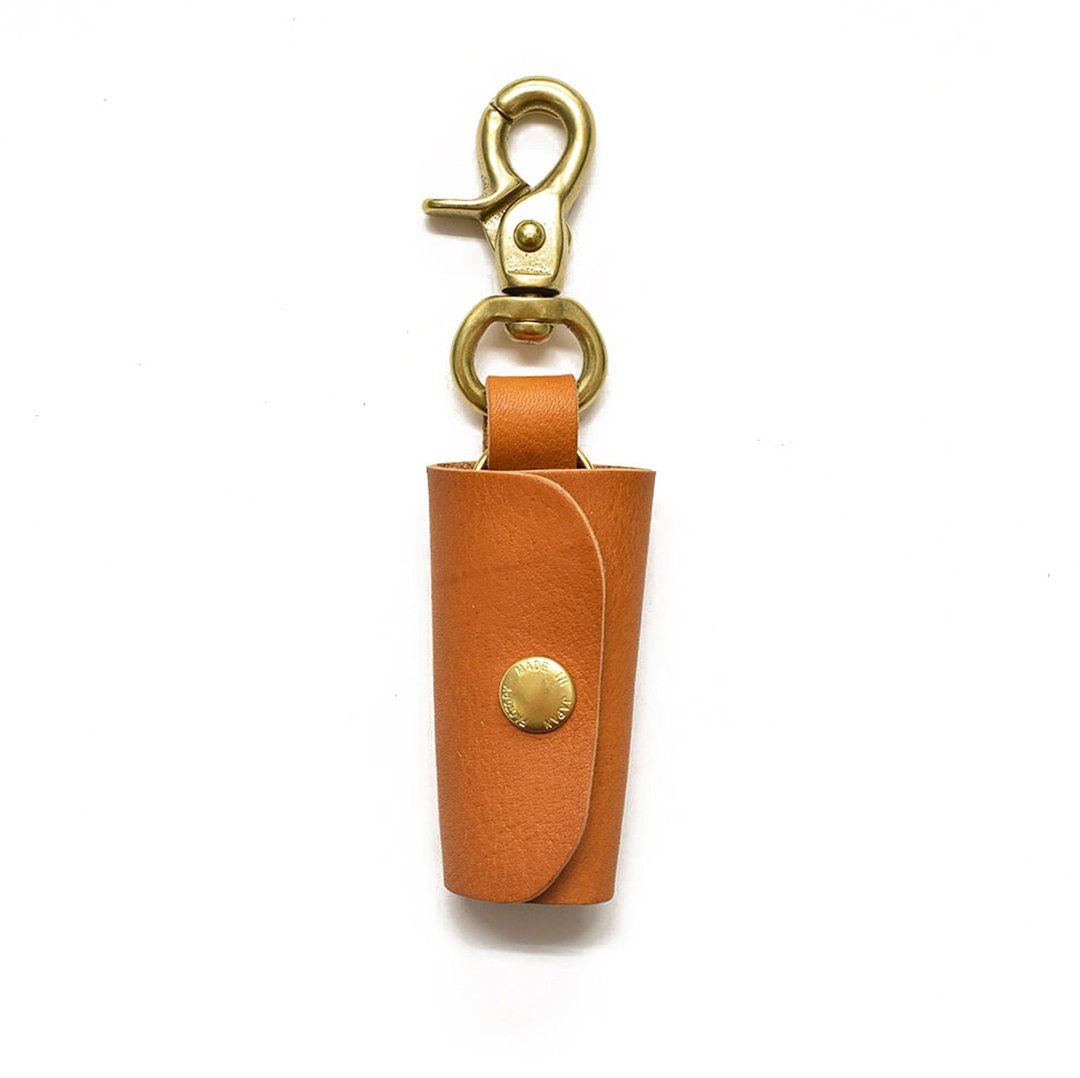 Genuine Leather Tochigi Leather Key Case Lever Naskan Brass keycase Brass Made in Japan [Camel] JAK047 - 钥匙链/钥匙包 - 真皮 咖啡色