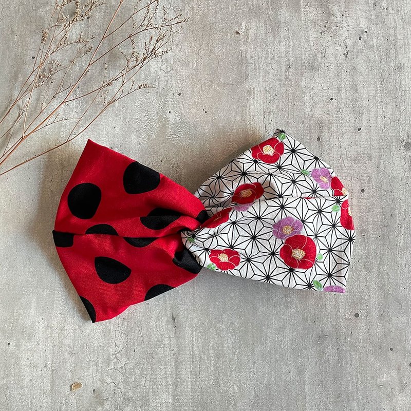 日本桔梗宽版发带 - 发带/发箍 - 棉．麻 红色