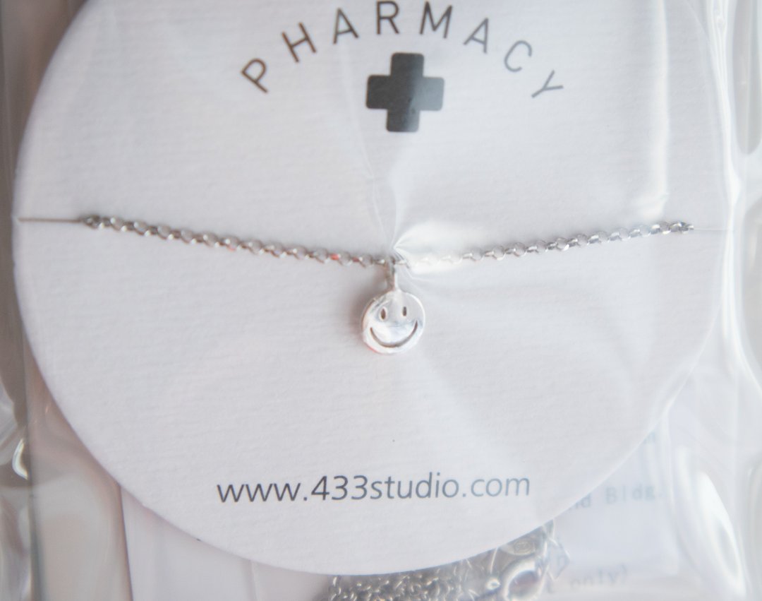 925 SILVER Smiley Face - 颈链 - 项链 - 纯银 银色