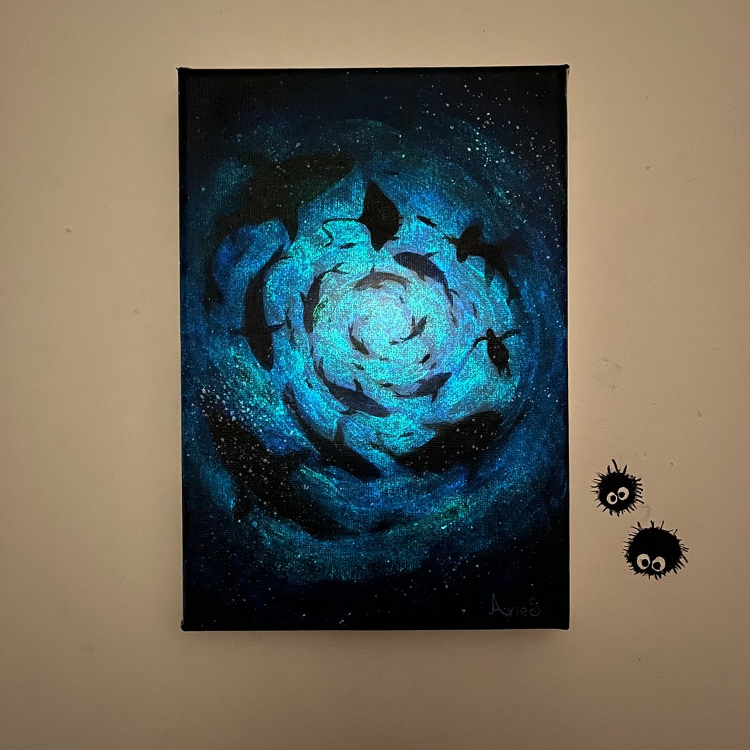 夜光画 夏日海洋压克力画 油画课程 生日礼物  无绘画基础可学 - 插画/绘画/写字 - 棉 