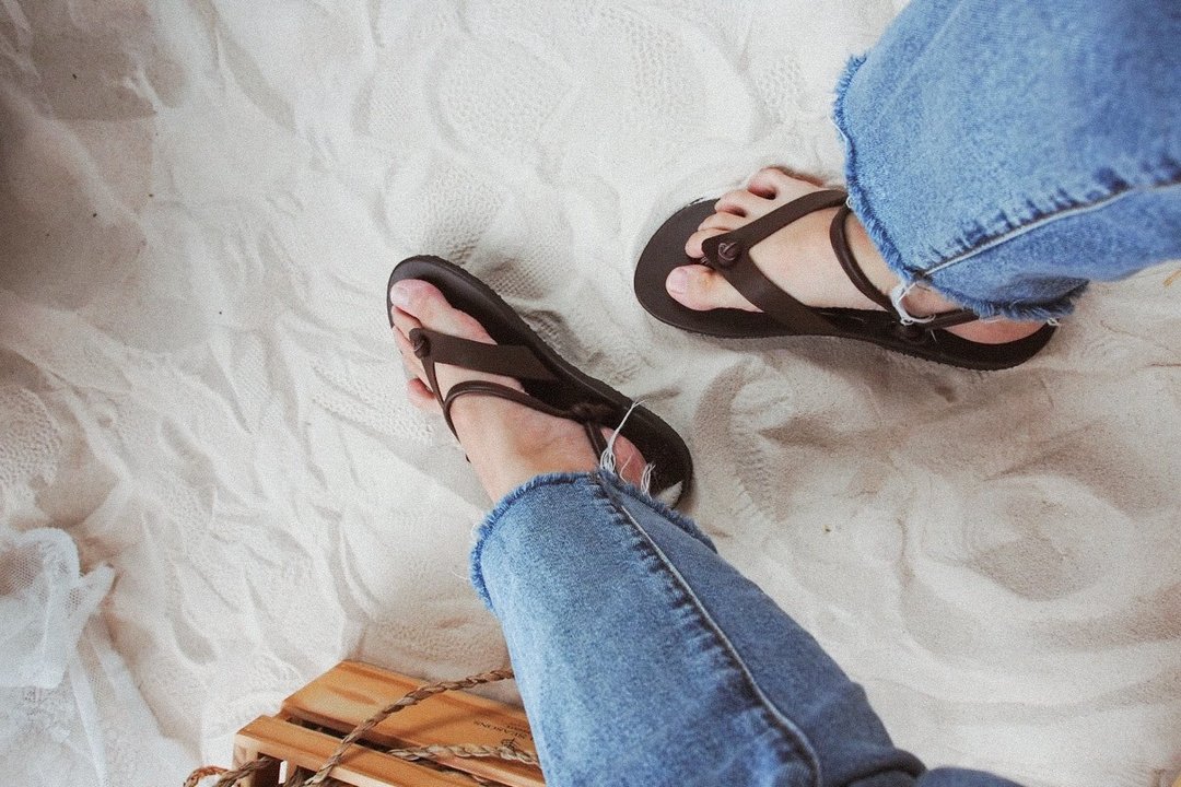 Simple Sling Back sandal Brown leather shoe boho bohemian Ethnic summer sandal - 其他女款皮鞋 - 真皮 咖啡色