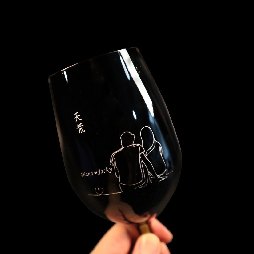 周年纪念日结婚 情人节礼物|天荒地老情侣名字定制红酒水晶对杯 - 酒杯/酒器 - 玻璃 白色