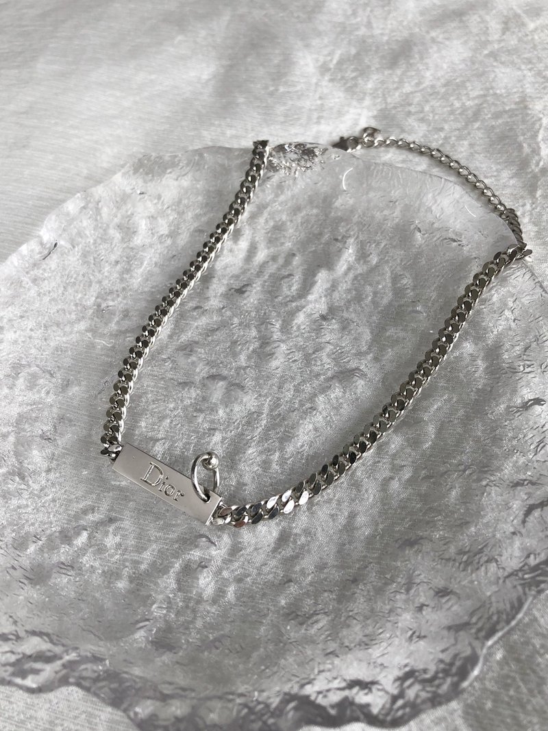 【VintageShop solo 日本直送中古包专卖店】Christian Dior クリスチャン ディオール 项链 银色 Logo 饰牌 vintage  经典 35bccv - 项链 - 其他材质 银色
