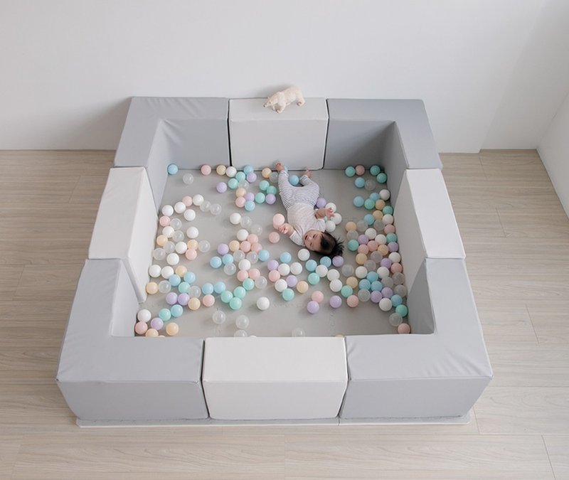 Hipopo方块游乐围栏 - 爬行垫/游戏垫 - 人造皮革 灰色