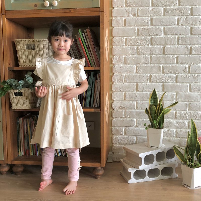 【定制刺绣】可爱荷叶边欧式 工作服 围裙 童装 共两色 - 童装上衣 - 棉．麻 粉红色