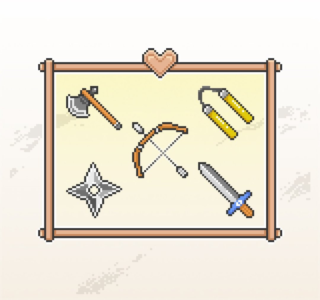 Twitch表情符号贴图/忠诚点数奖励/像素游戏风/武器 - 电脑手机桌布/贴图/App 图示 - 其他材质 