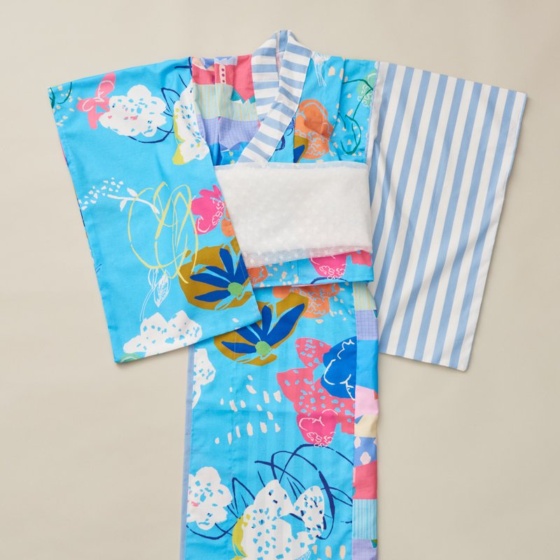 浴衣浴衣 蓝色 腰带 - 童装礼服/连衣裙 - 棉 蓝色