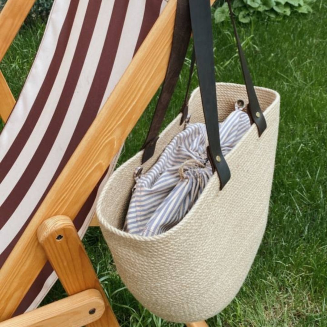 Lined bag Tote bag Shopping bag Basket Bag Beach Bag Zero waste bag Market bag - 手提包/手提袋 - 环保材料 