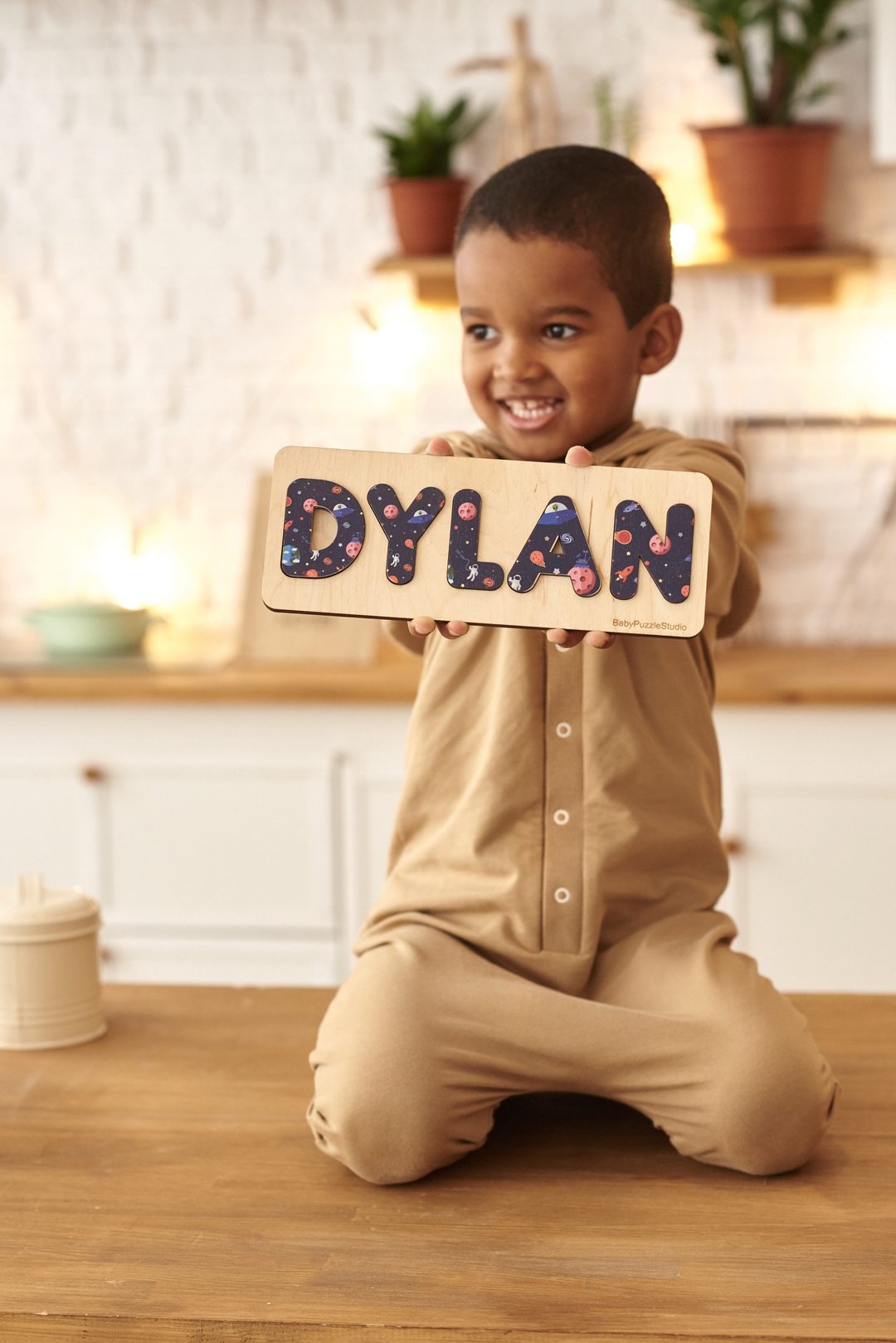 Customized Gift Baby Name Puzzle, Nursery Decor, Boys Girls 1st Birthday Gift - 玩具/玩偶 - 木头 多色