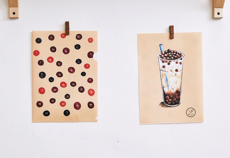 珍珠奶茶透明资料夹 - 文件夹/资料夹 - 塑料 