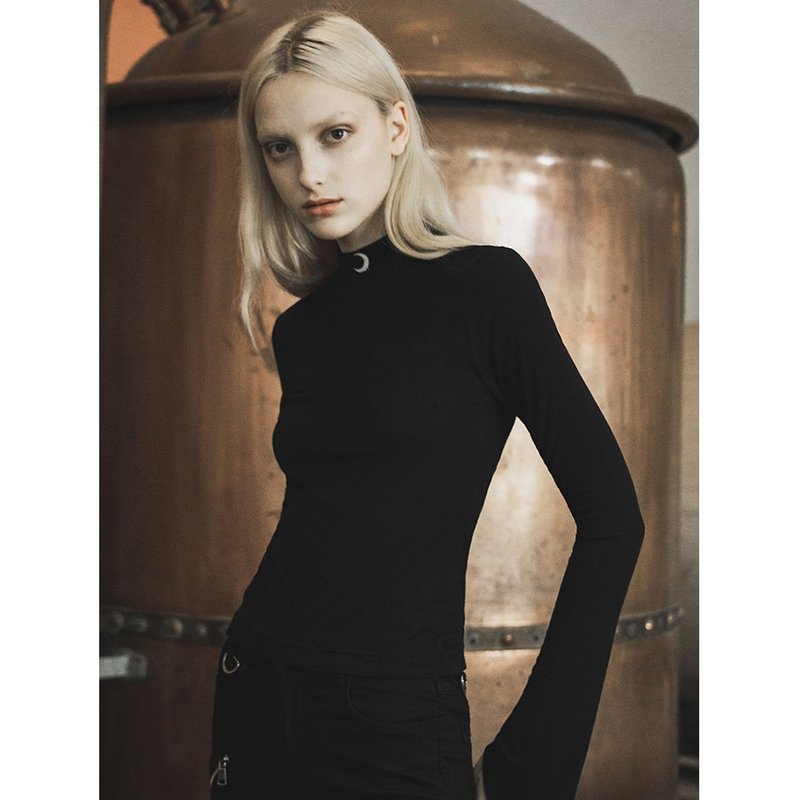 月神祭司长袖高领上衣 - 多色 - 女装上衣 - 其他材质 黑色