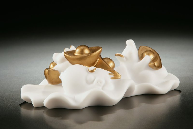 【好事成双系列-福运盈门】筌美术 猪 造型石雕 - 摆饰 - 石头 白色