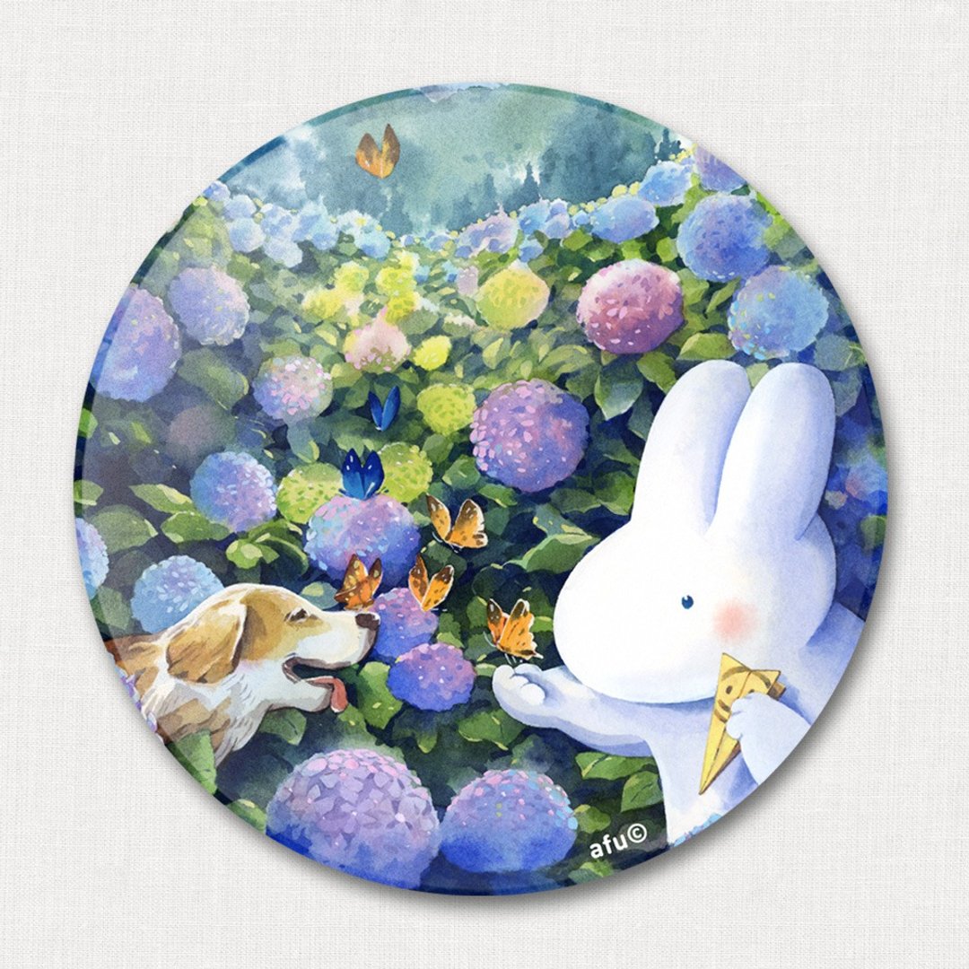 afu陶瓷吸水杯垫-绣球花园的访客 - 杯垫 - 陶 