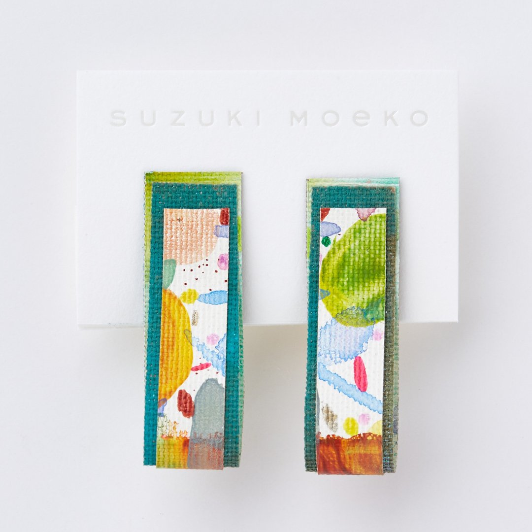 earrings (夾式) - 耳环/耳夹 - 棉 绿色