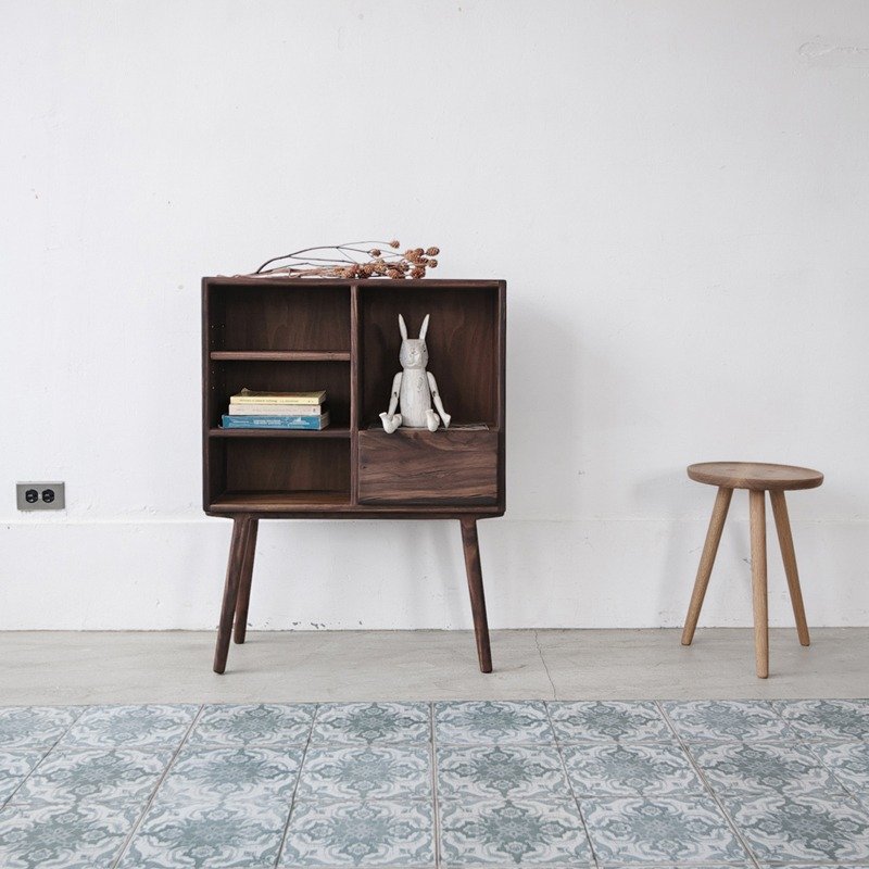 黑胡桃木外八高脚柜 - 衣柜/鞋柜 - 木头 