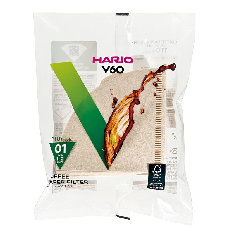 【HARIO】V60无漂白01滤纸110张/VCF-01-110M - 咖啡壶/周边 - 纸 