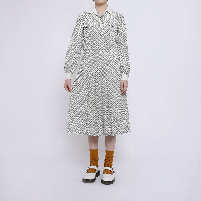 古着洋装 / 日本洋装 / Vintage Dress - 洋装/连衣裙 - 聚酯纤维 白色