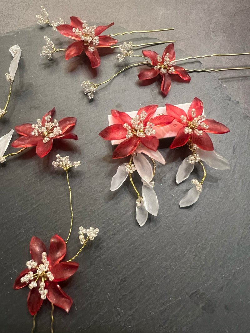 冒牌老板娘 Kingboss塑片红花夹式耳环。B - 耳环/耳夹 - 其他金属 红色