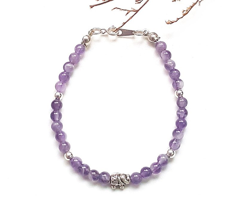 开运能量系列- 智慧能量 梦幻紫水晶 泰象 925纯银手链 定制 - 手链/手环 - 宝石 紫色