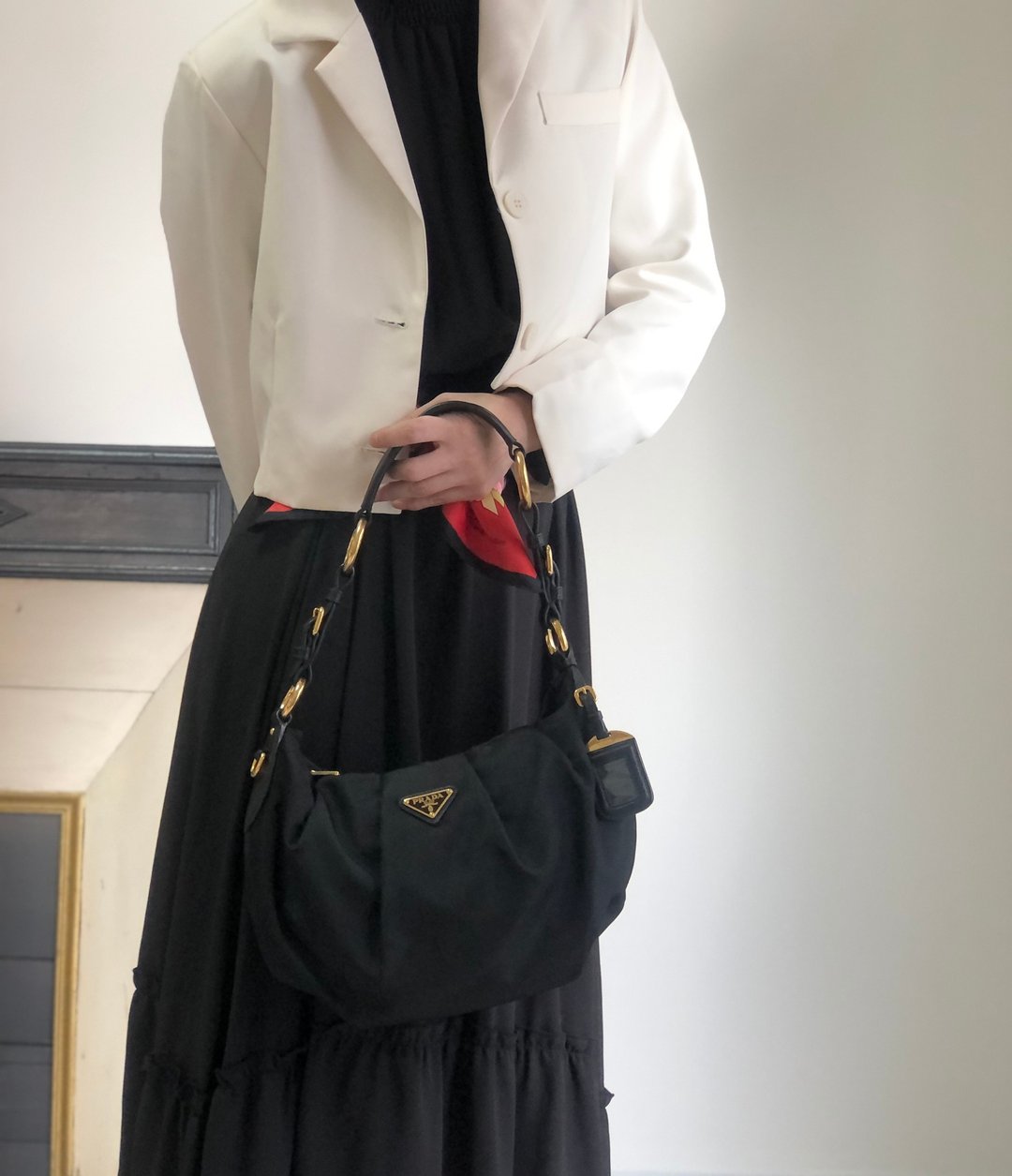 【 VintageShop solo 日本直送 中古包专卖店 】PRADA 普拉达 侧背包 黑色 经典尼龙 腋下包 vintage 古董 老品 e3vera - 侧背包/斜挎包 - 尼龙 黑色