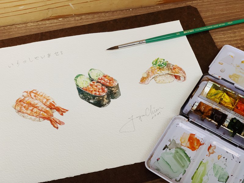 Joyce的水彩寿司 日式小食堂 - 插画/绘画/写字 - 纸 
