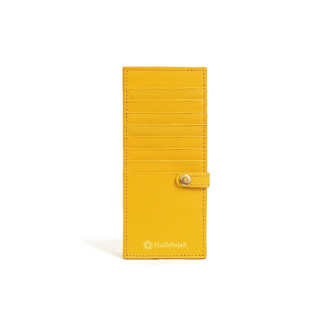 Saffiano Leather Scratch Resistant Long Wallet Thin Slim Waterproof Mini Wallet Genuine Leather Cowhide [Yellow] HAW017 - 皮夹/钱包 - 真皮 黄色