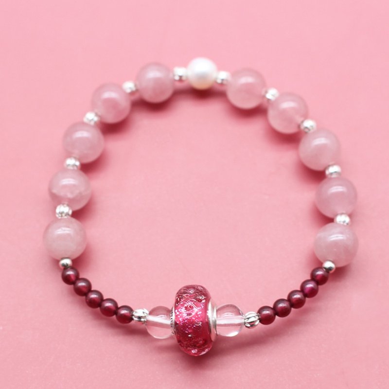 Pandora潘多拉 x 粉晶珍珠红石榴石 925纯银手链 | 女友礼物 - 手链/手环 - 宝石 