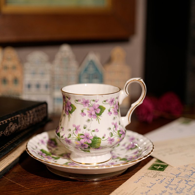 英国Royal Windsor紫罗兰描金细骨瓷茶杯/咖啡杯组 - 茶具/茶杯 - 瓷 紫色