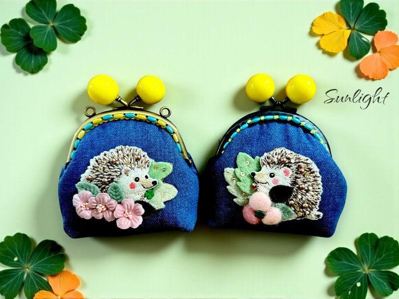 日光小巷手做森林果实立体小刺猬口金包零钱包万用包手做包 - 零钱包 - 棉．麻 