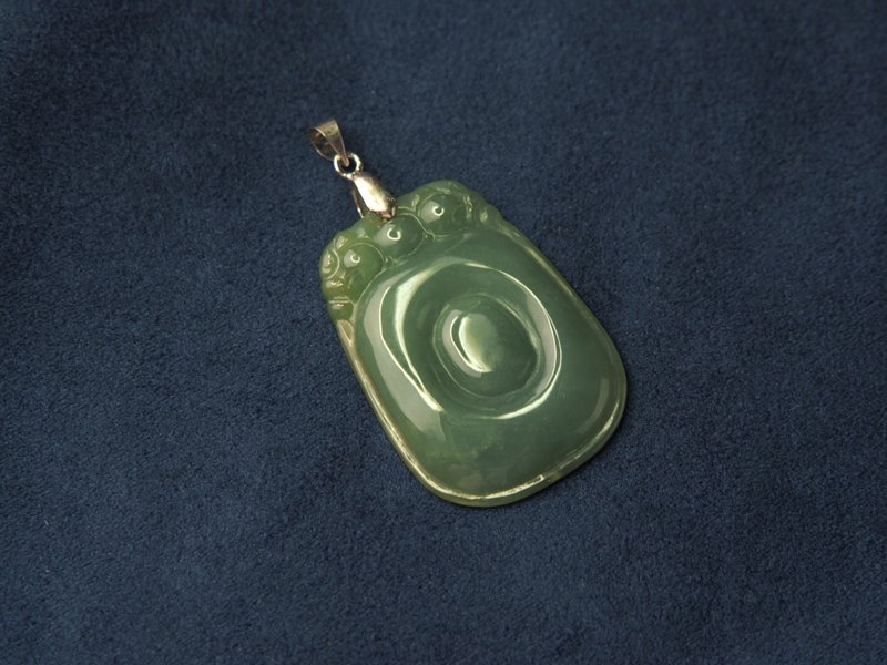 福瓜 | 冰糯起胶油绿 | 天然翡翠玉佩项链 - 项链 - 玉石 绿色