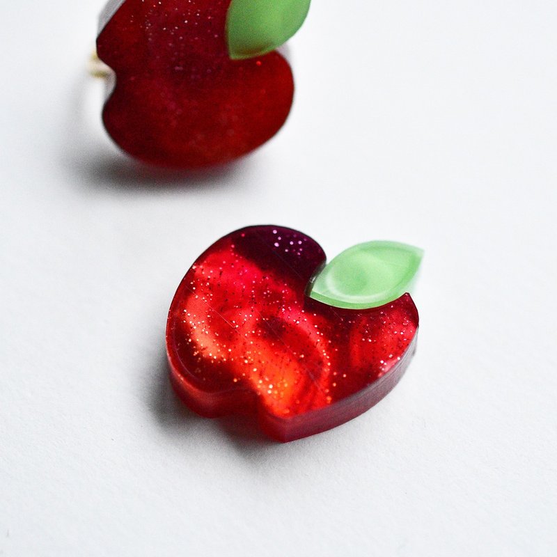 苹果耳环（耳针 / 耳夹） - 耳环/耳夹 - 压克力 