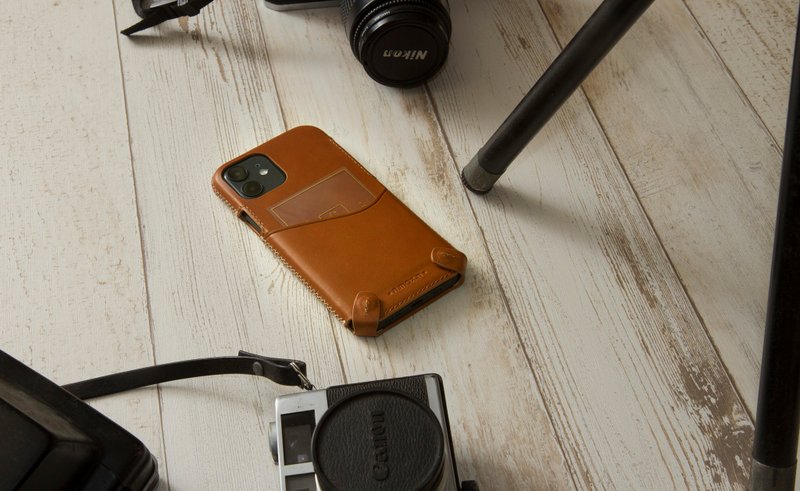 iPhone 12mini 经典系列极简款手机皮套 -古铜棕 - 手机壳/手机套 - 真皮 咖啡色