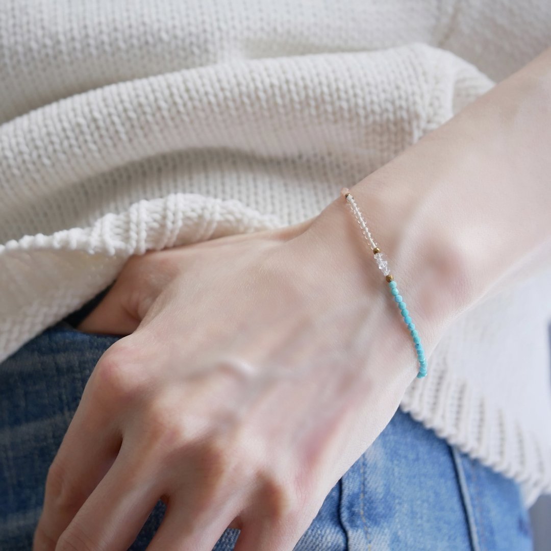 Sleeping -beauty-turquoise and citrine, sunstone bracelet - 手链/手环 - 宝石 蓝色