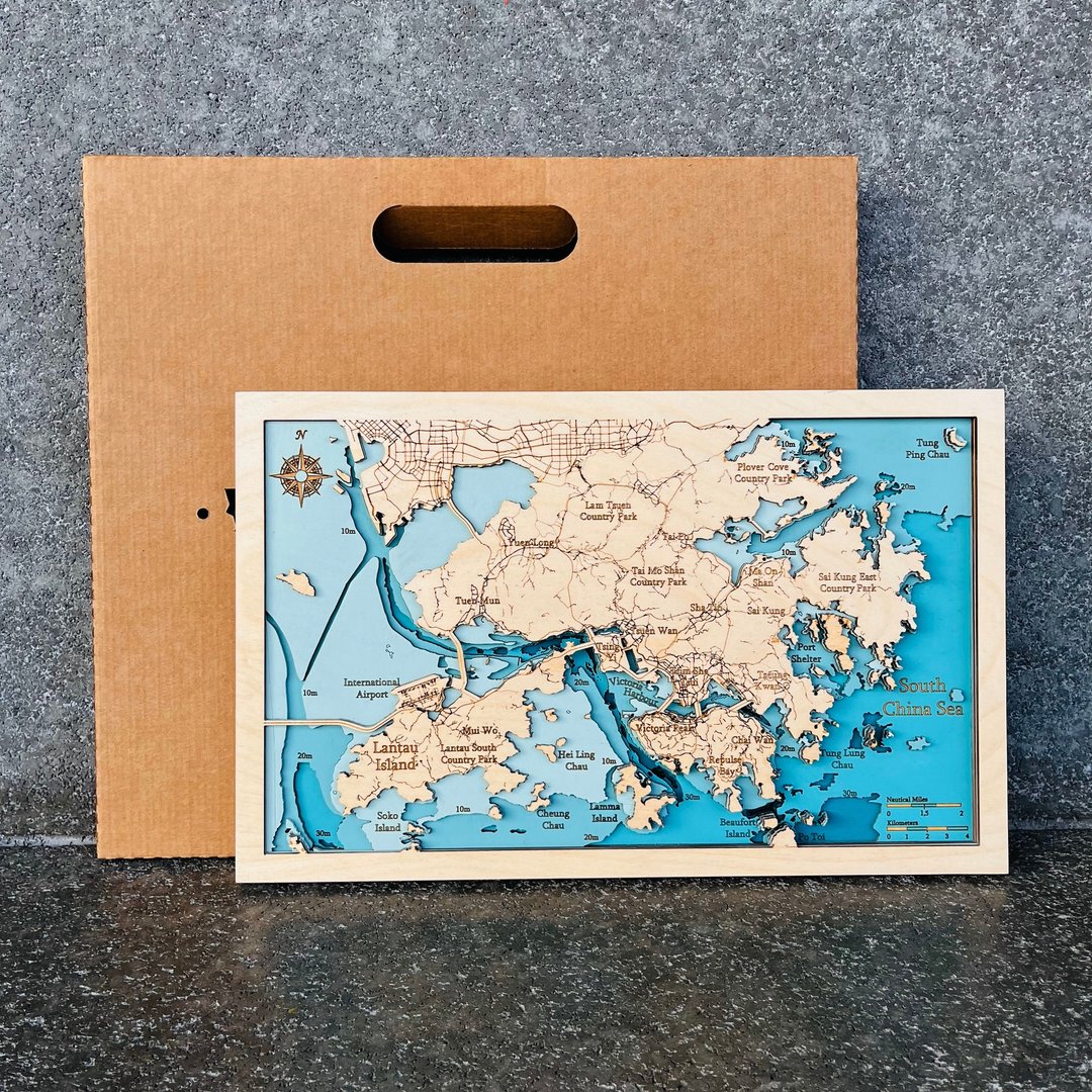 多层木制香港地图(全版) - 摆饰 - 木头 咖啡色