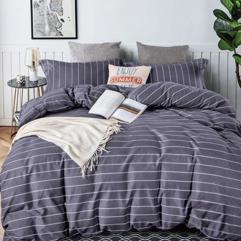 极简线条 台湾制 舒柔棉 单人/双人/加大 薄床包被套组 - 寝具 - 其他材质 