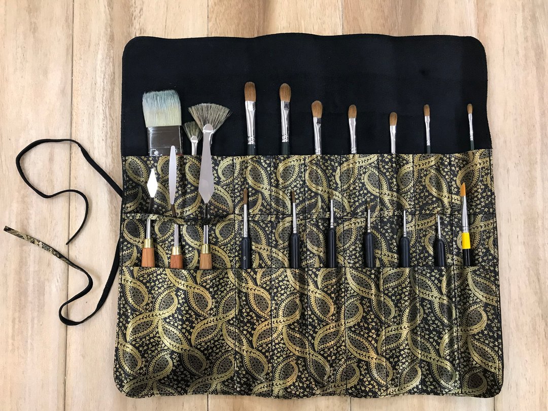 【梁絮皮艺】画笔笔袋/工具笔袋/牛皮/限量手工订制/圣诞节礼物 - 其他 - 真皮 黑色