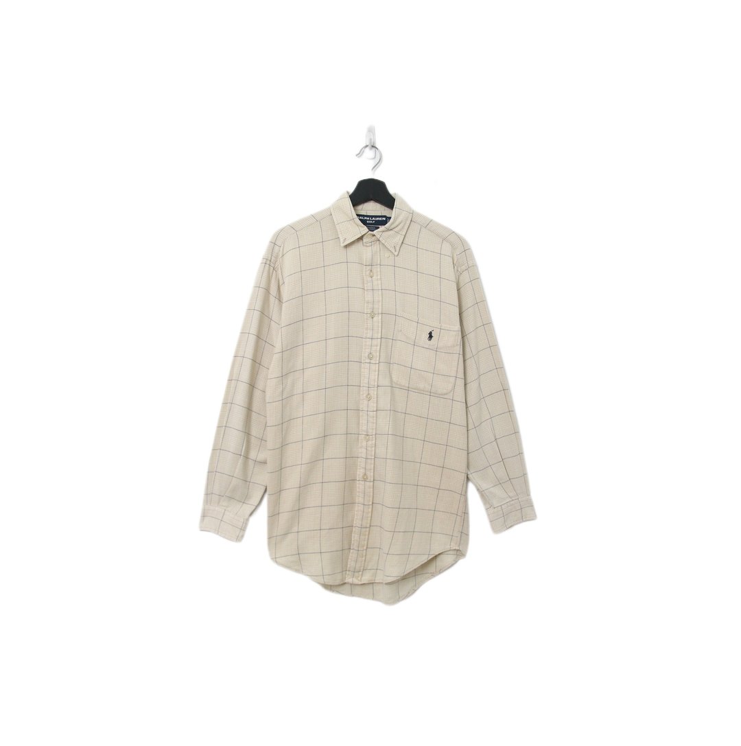 Back to Green-品牌衬衫 Polo米白色线条 LP-23//vintage shirt - 男装衬衫 - 棉 