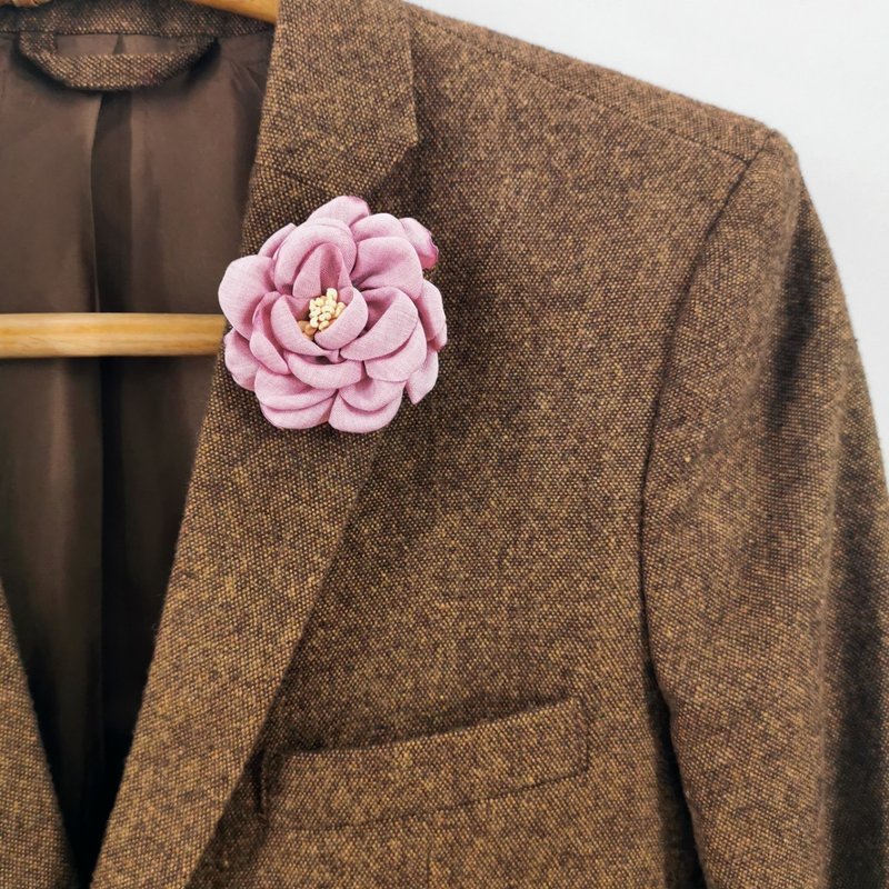 Pinky Pink Flower Lapel Pin/Brooch - 胸针 - 其他材质 粉红色
