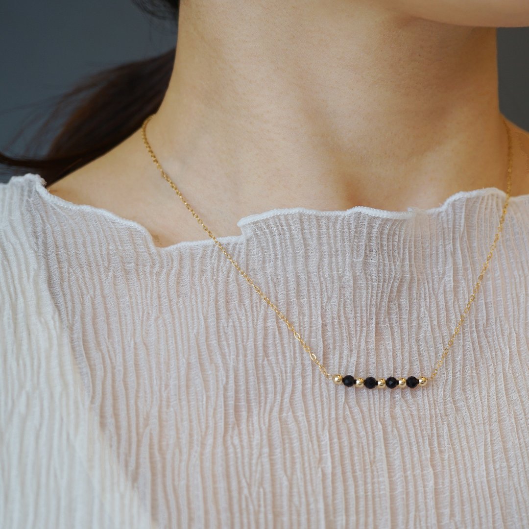 14kg onyx line necklace - 项链 - 其他金属 金色