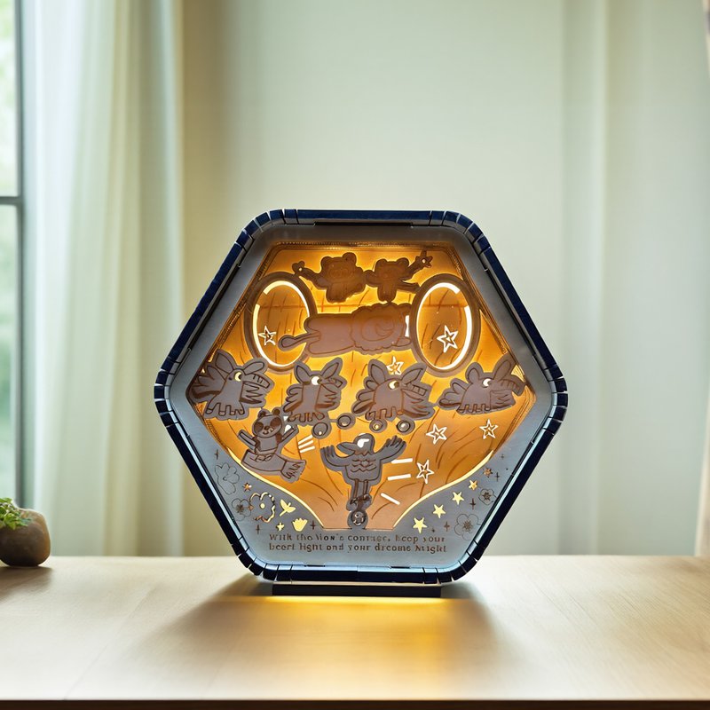 木雕小夜灯-动物马戏团 | 精致木雕 雷射雕刻 光影柔和 礼盒珍藏 - 摆饰 - 木头 