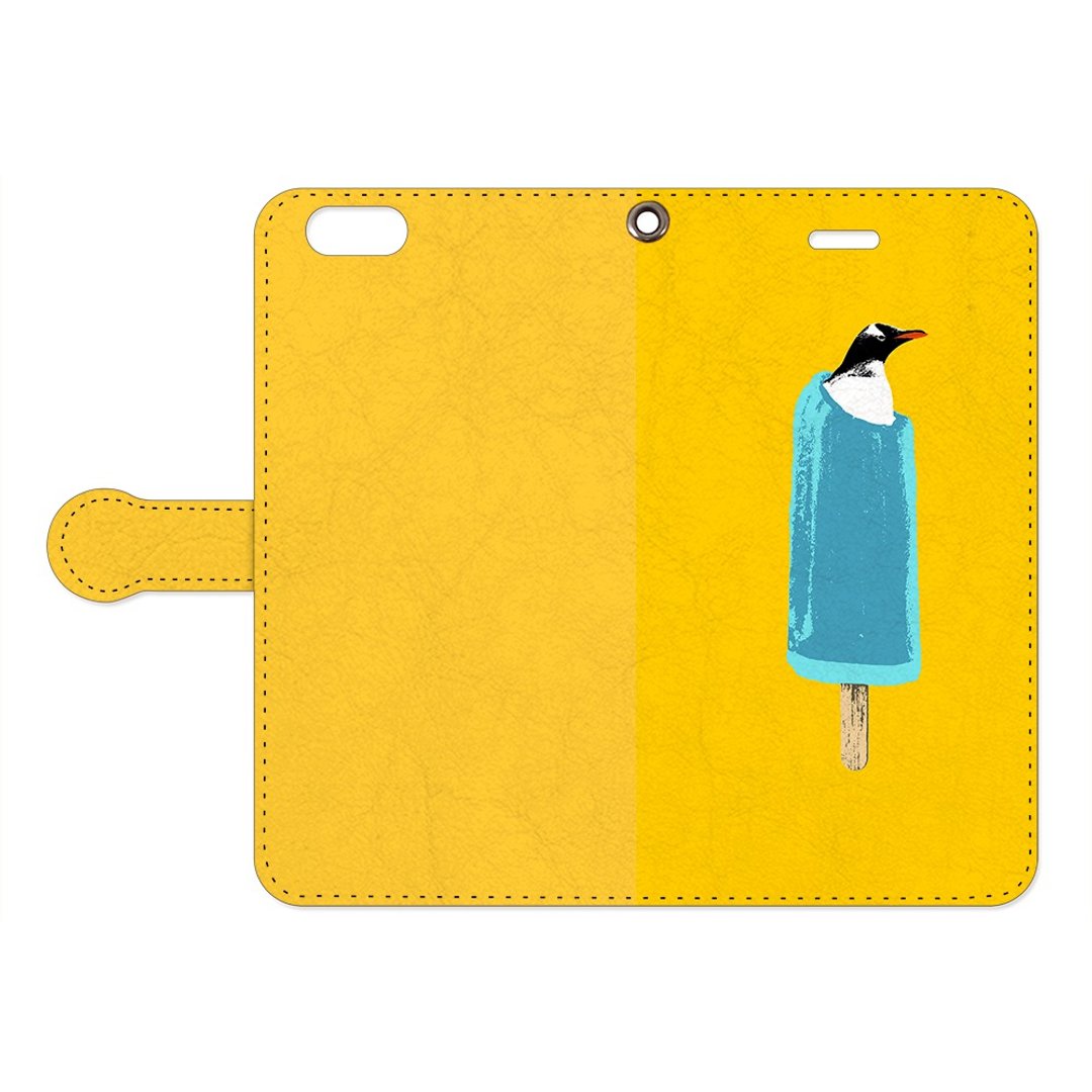 Notebook type iPhone case / cool biz penguin - 手机壳/手机套 - 真皮 黄色