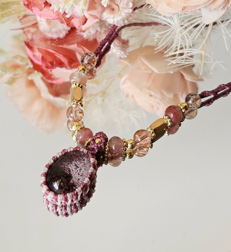 空灵幽影-现货一条/天然水晶矿石编织项链/幽灵水晶/南美蜡线 - 锁骨链 - 水晶 多色