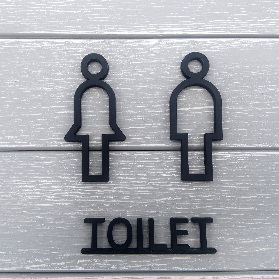 Restroom Sign,WC Sign,Bathroom Sign,Toilet Sign,Room Sign - 墙贴/壁贴 - 塑料 黑色