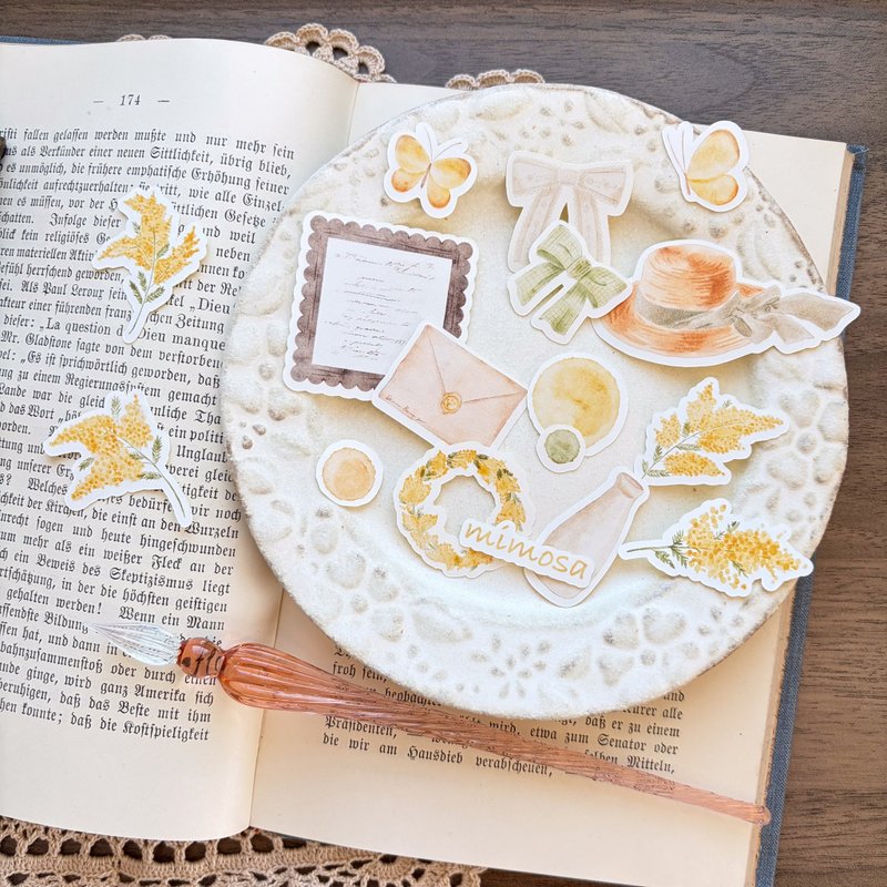 含羞草独立裁型贴纸 - 贴纸 - 纸 黄色