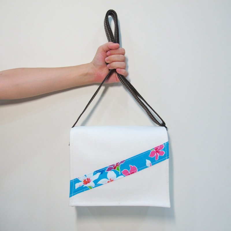 客家桐花 客手工小书包 白色 - 侧背包/斜挎包 - 棉．麻 白色