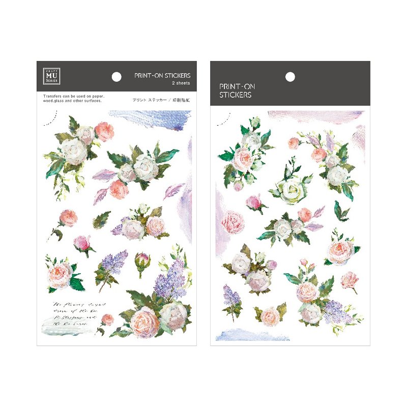 【Print-On Stickers 转印贴纸】no.108-油彩午后玫瑰 | 花草系列 - 贴纸 - 其他材质 蓝色