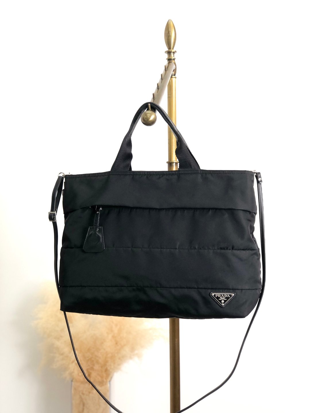 【日本直送 品牌二手包】PRADA普拉达手提包黑三角形logo 多层尼龙 2way 复古 2dea8w - 手提包/手提袋 - 尼龙 黑色
