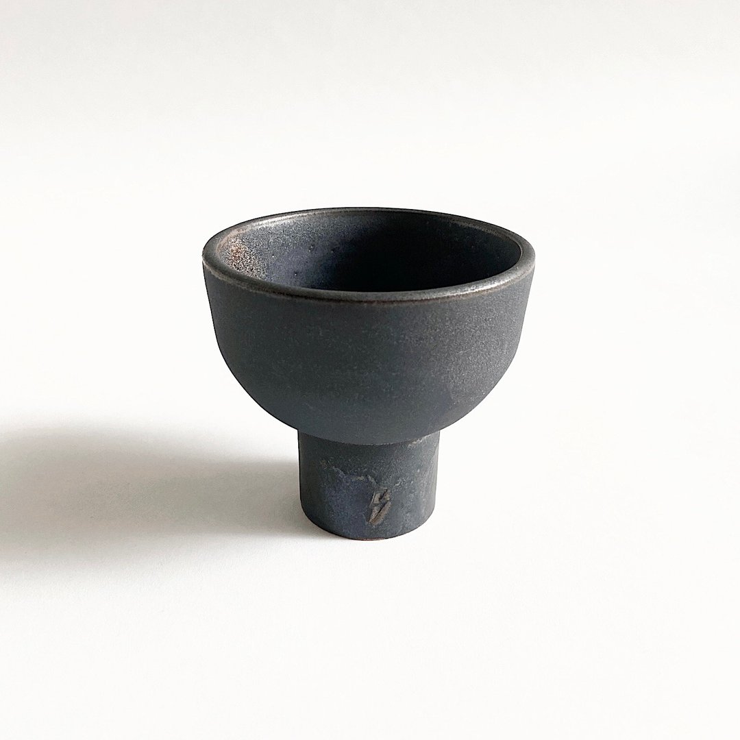 迷雾黑高脚钵 - 花瓶/陶器 - 陶 黑色