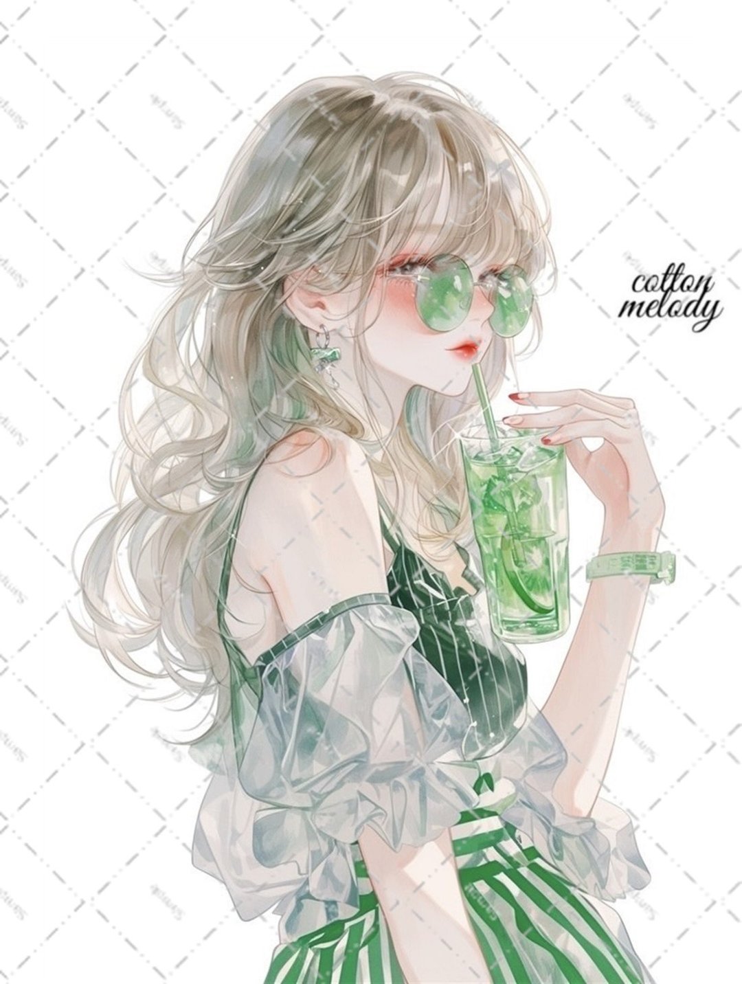 original sticker no.6443 人物贴纸 原创贴纸 人物贴纸 女孩贴纸 原创人物贴纸 - 贴纸 - 纸 