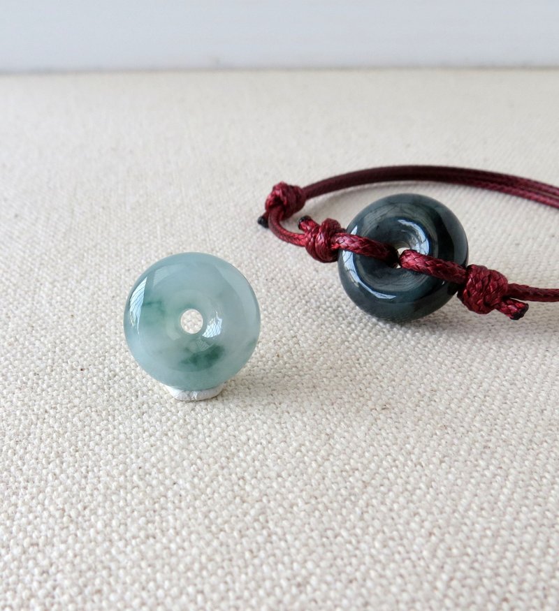 本命年【平安·如意】平安扣翡翠韩国蜡线手链*ABF8*招财、防小人 - 手链/手环 - 宝石 绿色